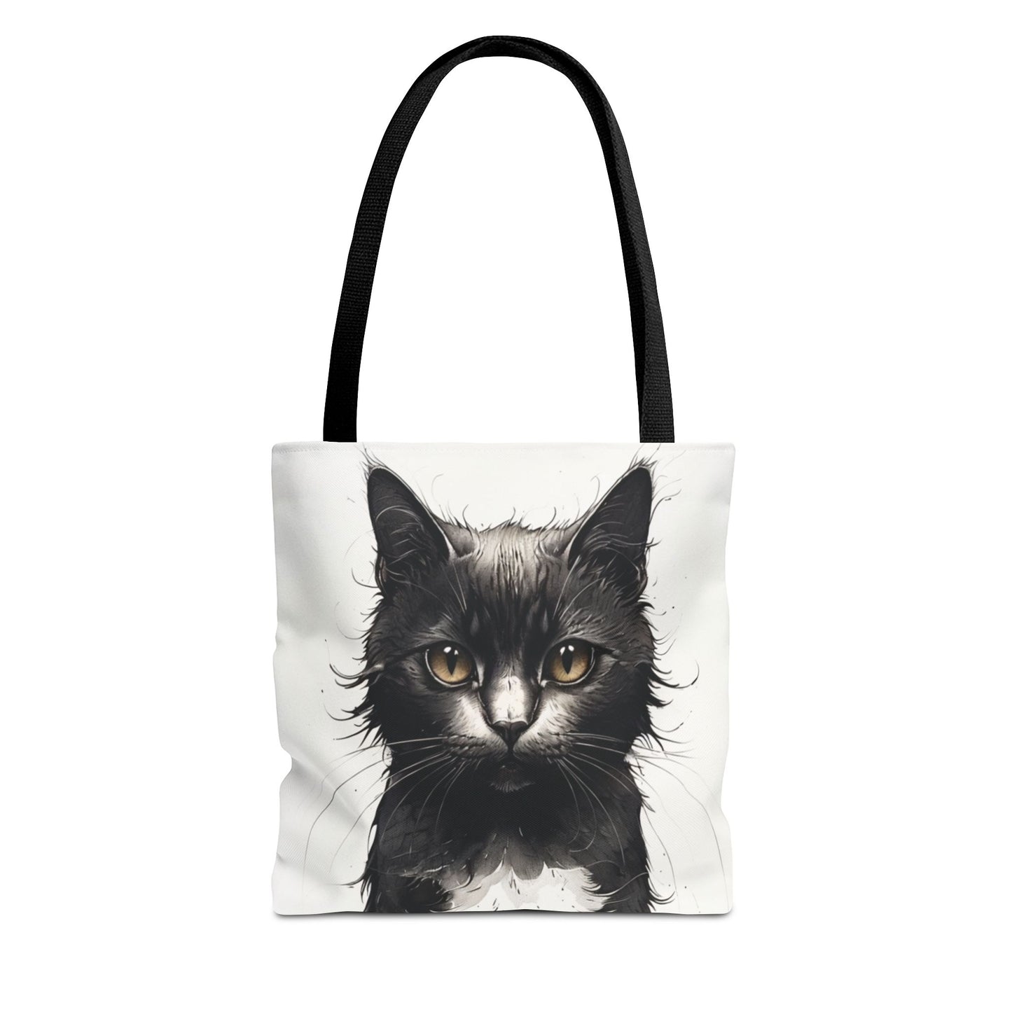 Elegant Black Cat Portrait Tote Bag - Stylish Reusable Shopping Bag for Cat Lovers
