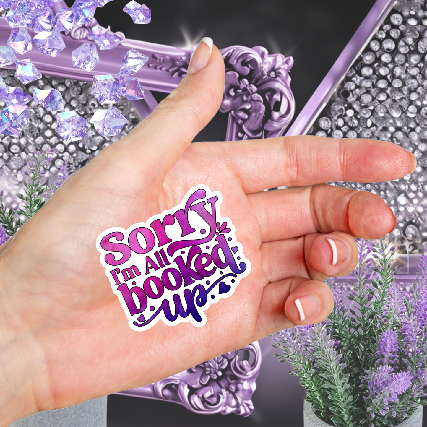 Sorry I'm All Booked Up" Sticker, Bookish Sticker, Reading Sticker, Book Lover Gift, Water-Resistant Vinyl Decal