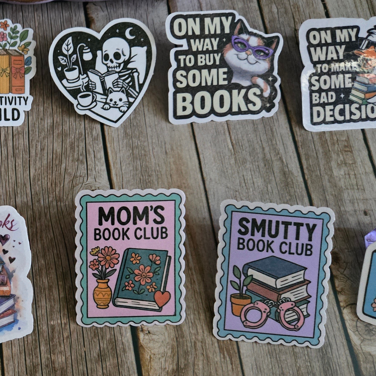 Ultimate 12-Sticker Book Lover Bundle: Smut, Goth, Funny, & Cozy Reader Decals - Diverse Literary Collection