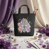 Colored Pencil Teacher 15x16 Cotton Canvas Tote Bag showing colored pencil teacher tote bag artwork with canvas tote bag, made to order, gift for her, product image 3