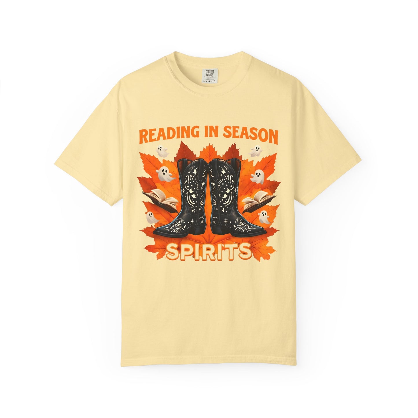 Western Book Lover T-Shirt, Halloween Reading Shirt, Cowboy Boots Fall Vibes, Spooky Season T-Shirt, Cozy Bookworm Tee