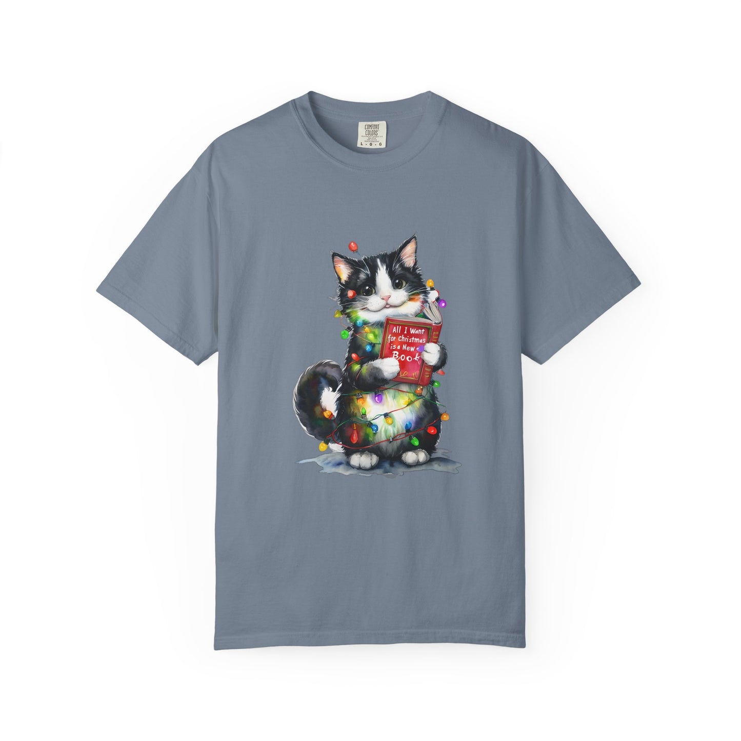 All I Want for Christmas Is Food Cat T-Shirt, Christmas Cat Lover Shirt, Cute Cat Holiday Tee, Funny Holiday Gift, Comfort Colors