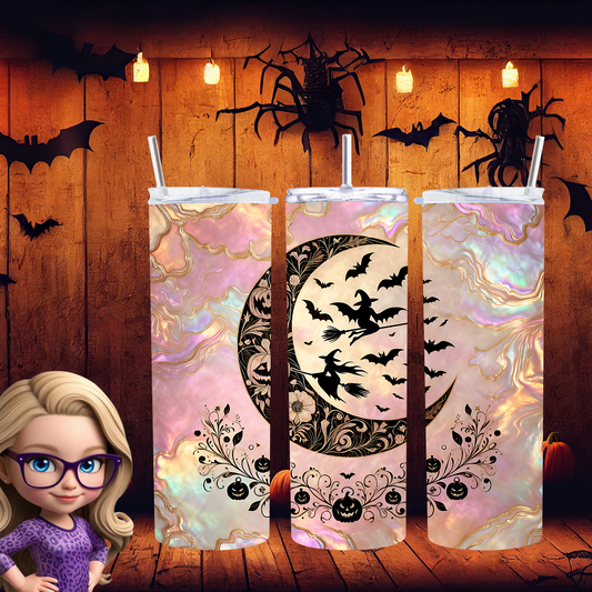 Moonlit Witch Halloween Tumbler – Custom Spooky Drinkware Gift