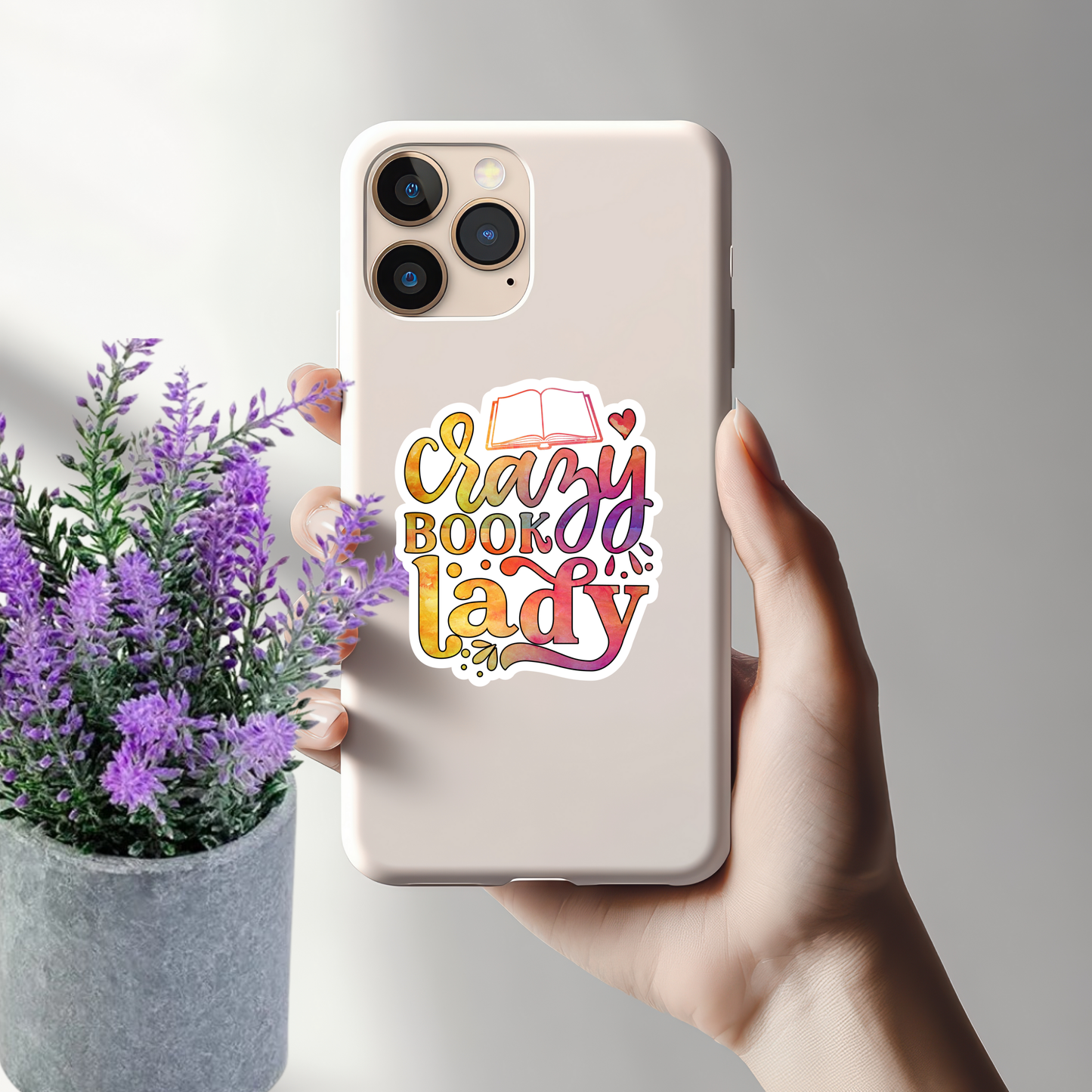 Crazy Book Lady" Sticker, Bookish Sticker, Book Lover Gift, Reading Sticker, Water-Resistant Vinyl Decal
