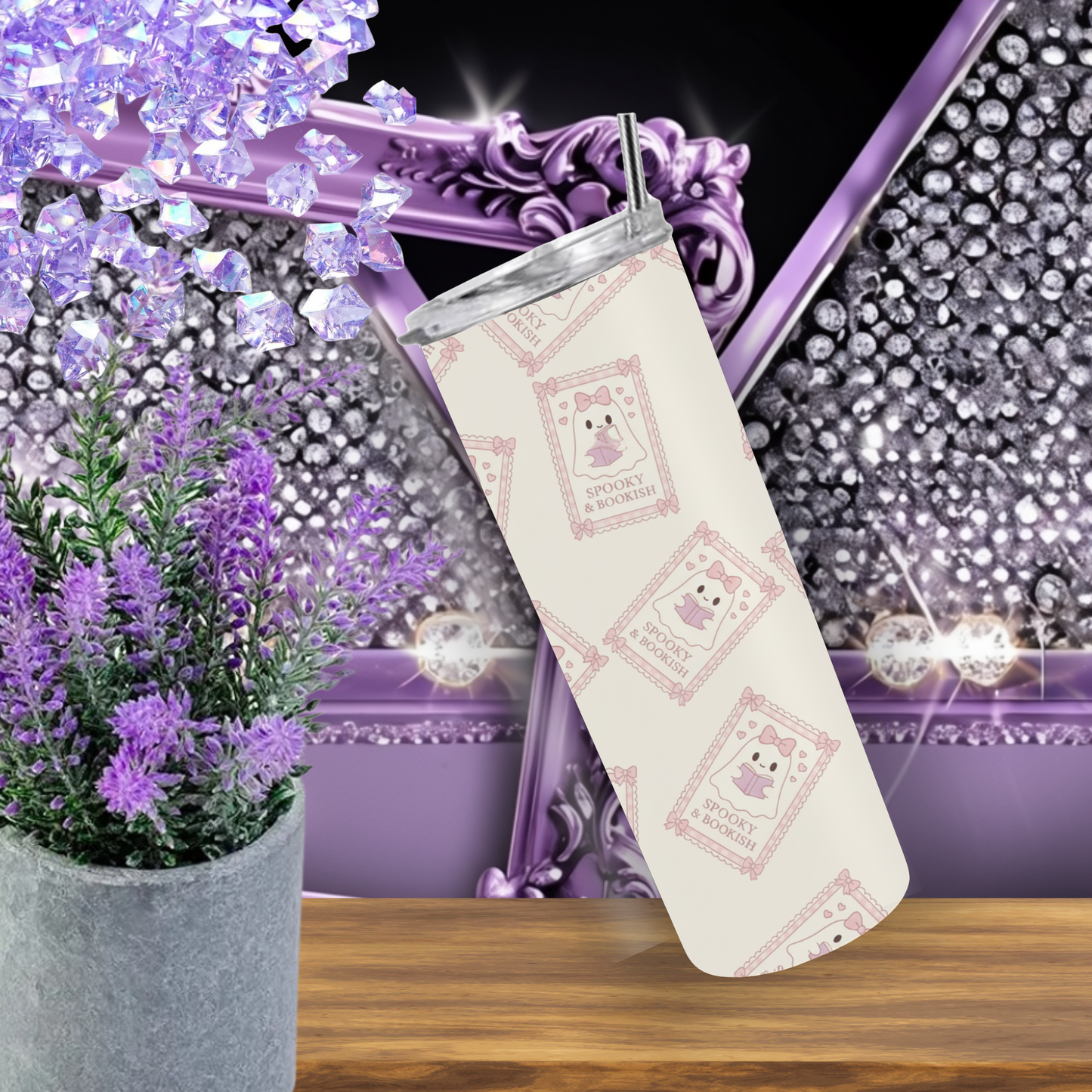 Spooky & Bookish Ghost Tumbler - Stainless Steel Insulated Cup for Readers