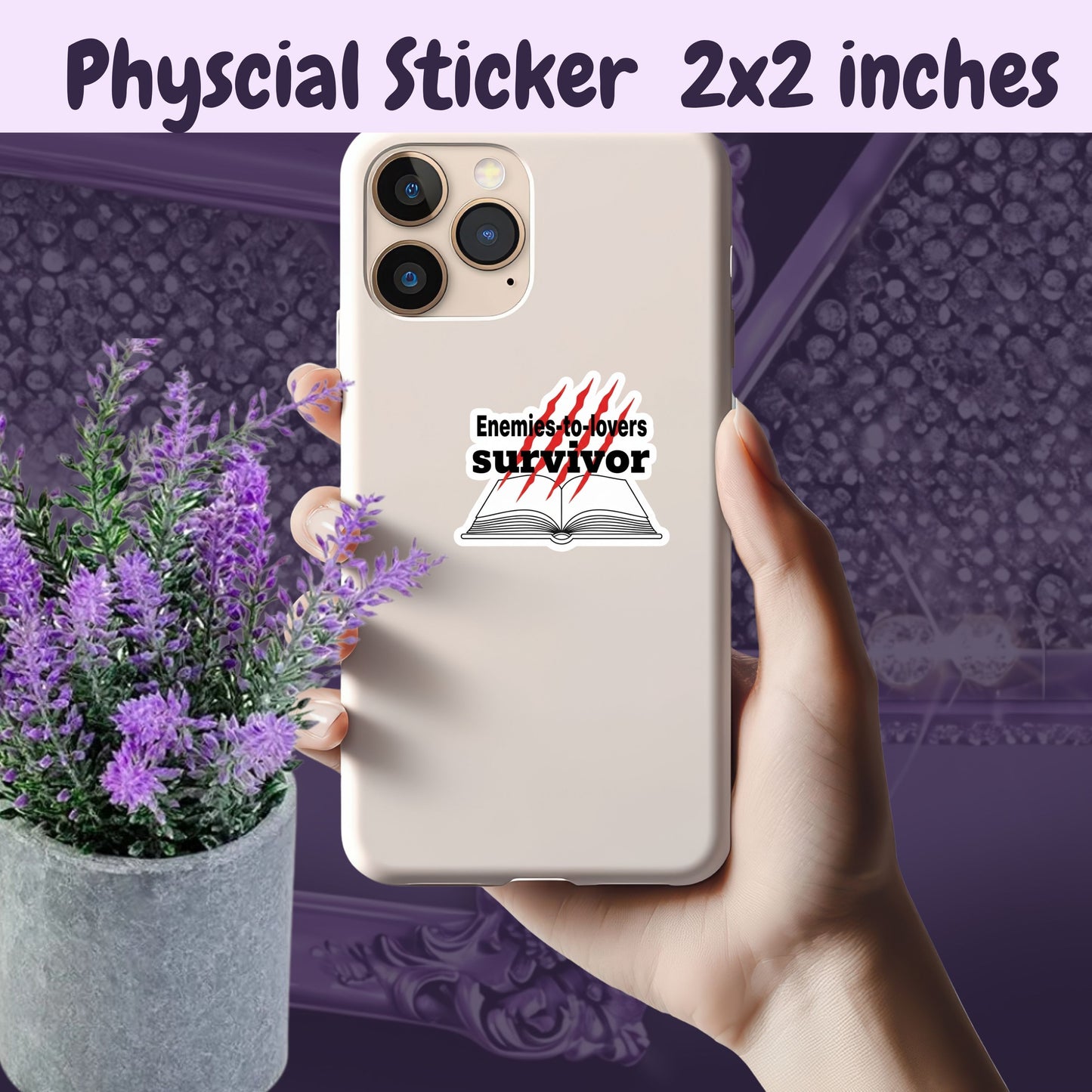 Enemies to Lovers Sticker – Funny BookTok Sticker with Red Claw Marks and Book – Romance Reader Gift for Book Lover