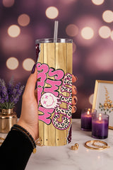 Badass Moms Club Mom 20 oz Stainless Steel Tumbler showing badass moms club mom tumbler artwork with 20 oz coffee tumbler, iced coffee mom cup, mom life skinny cup, product image 2
