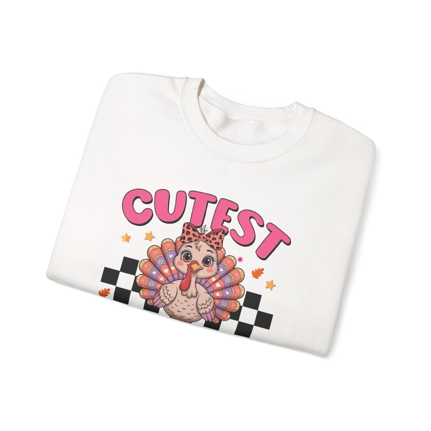 Chic Retro Turkey Thanksgiving Sweatshirt: Cutest At The Table – Cozy Crewneck in Purple, Pink, & More Colors for Holiday Family Gatherings