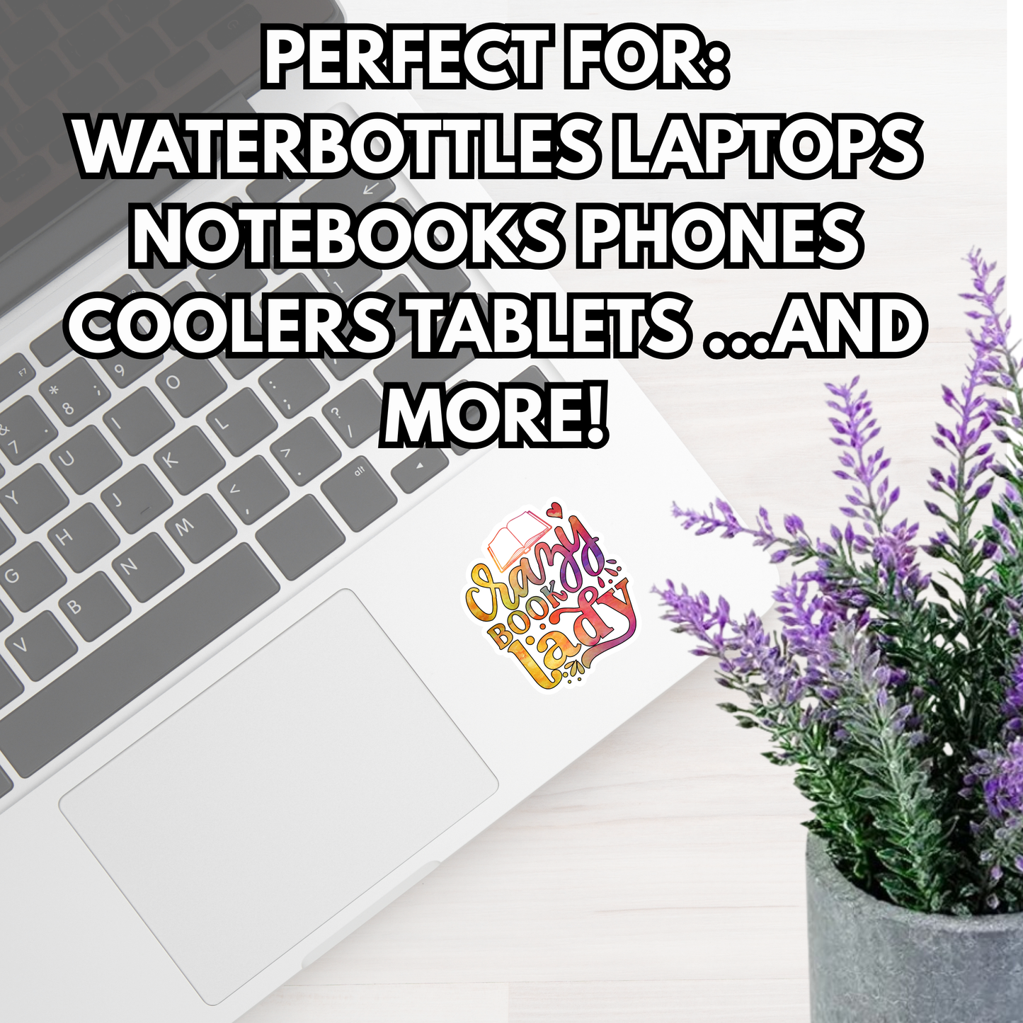 Crazy Book Lady" Sticker, Bookish Sticker, Book Lover Gift, Reading Sticker, Water-Resistant Vinyl Decal