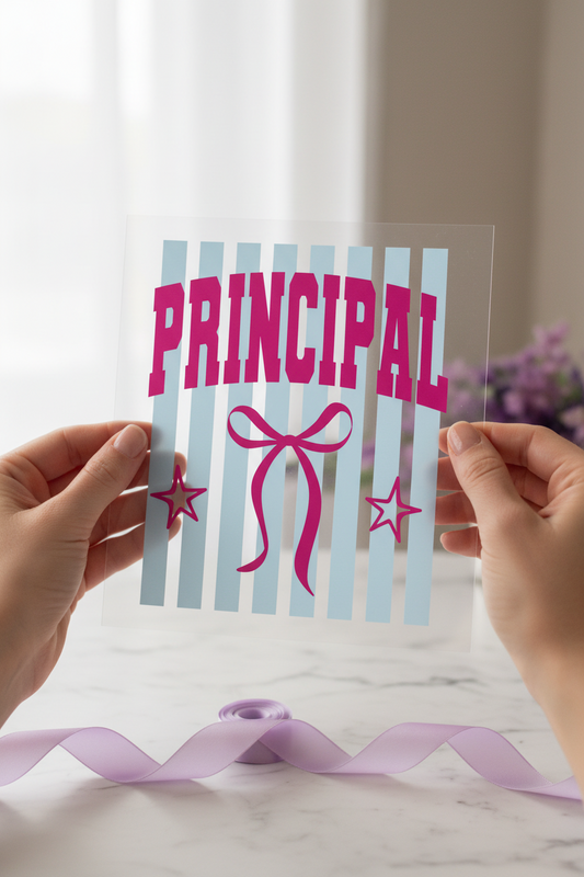 Principal Bow Handmade individual product photo included in the Teacher & School Volume 2 five-pack DTF transfer bundle