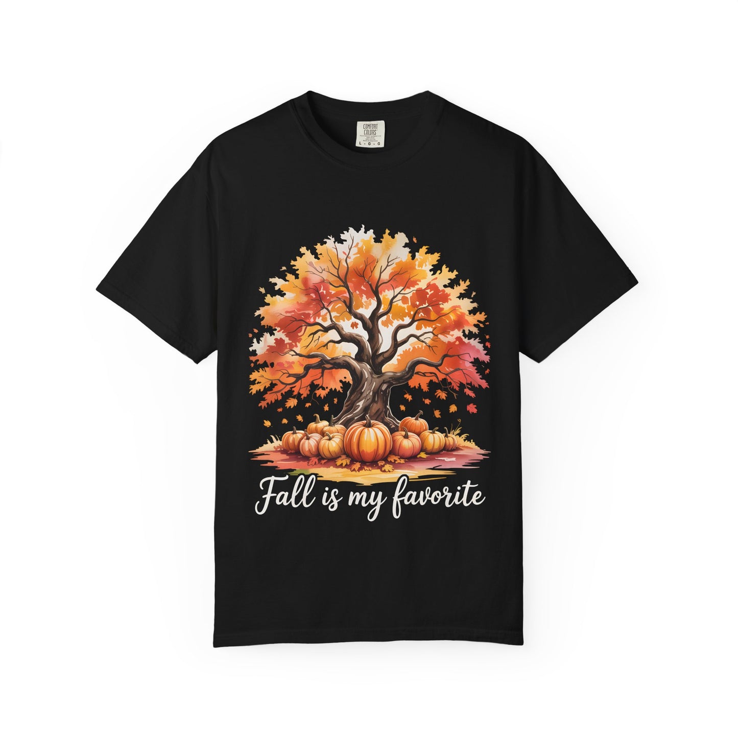 Cozy Fall Vibes Comfort Colors T-shirt - Autumn Tree with Pumpkins Graphic Tee