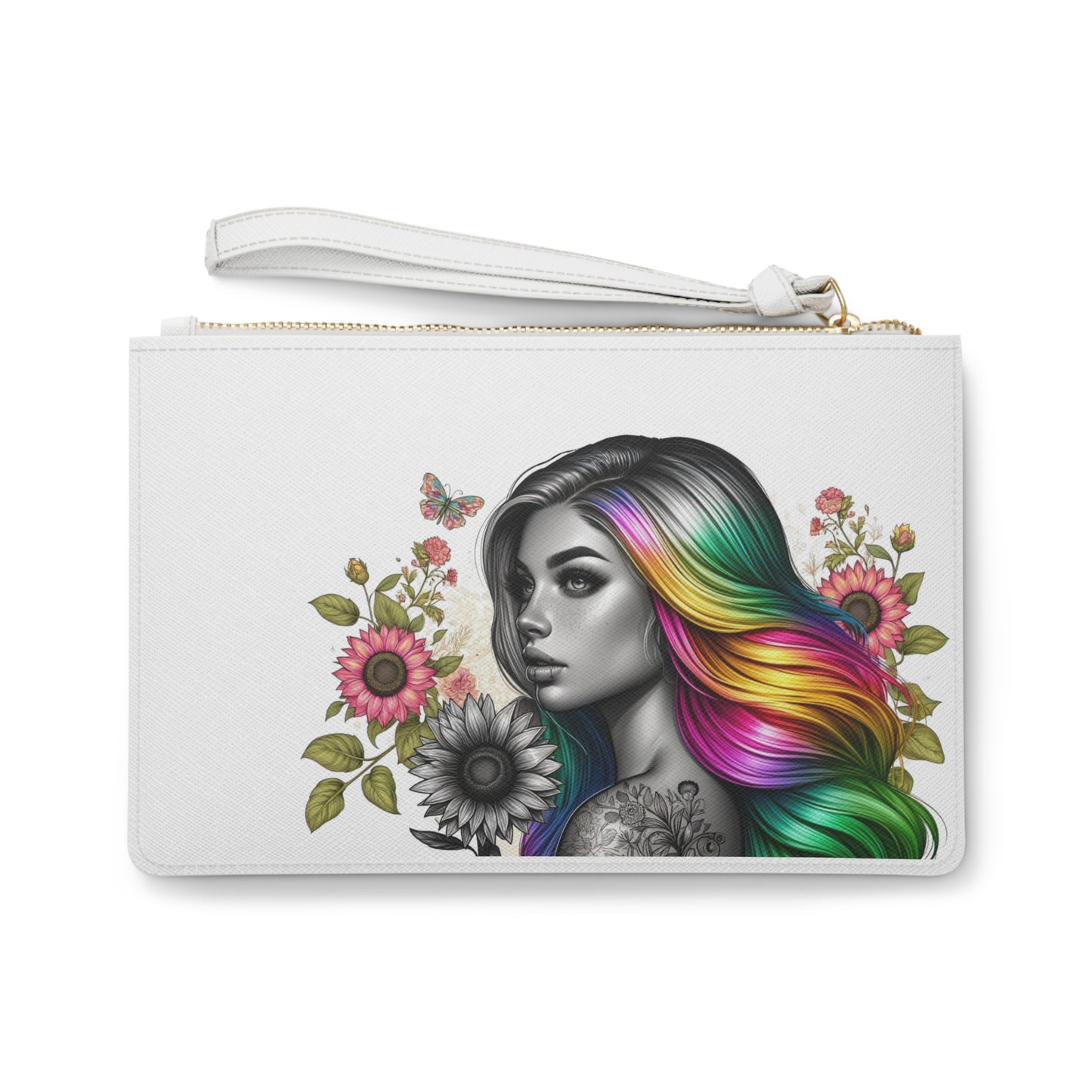 Colorful Floral Clutch Bag | Vibrant Art Design with Floral Accents