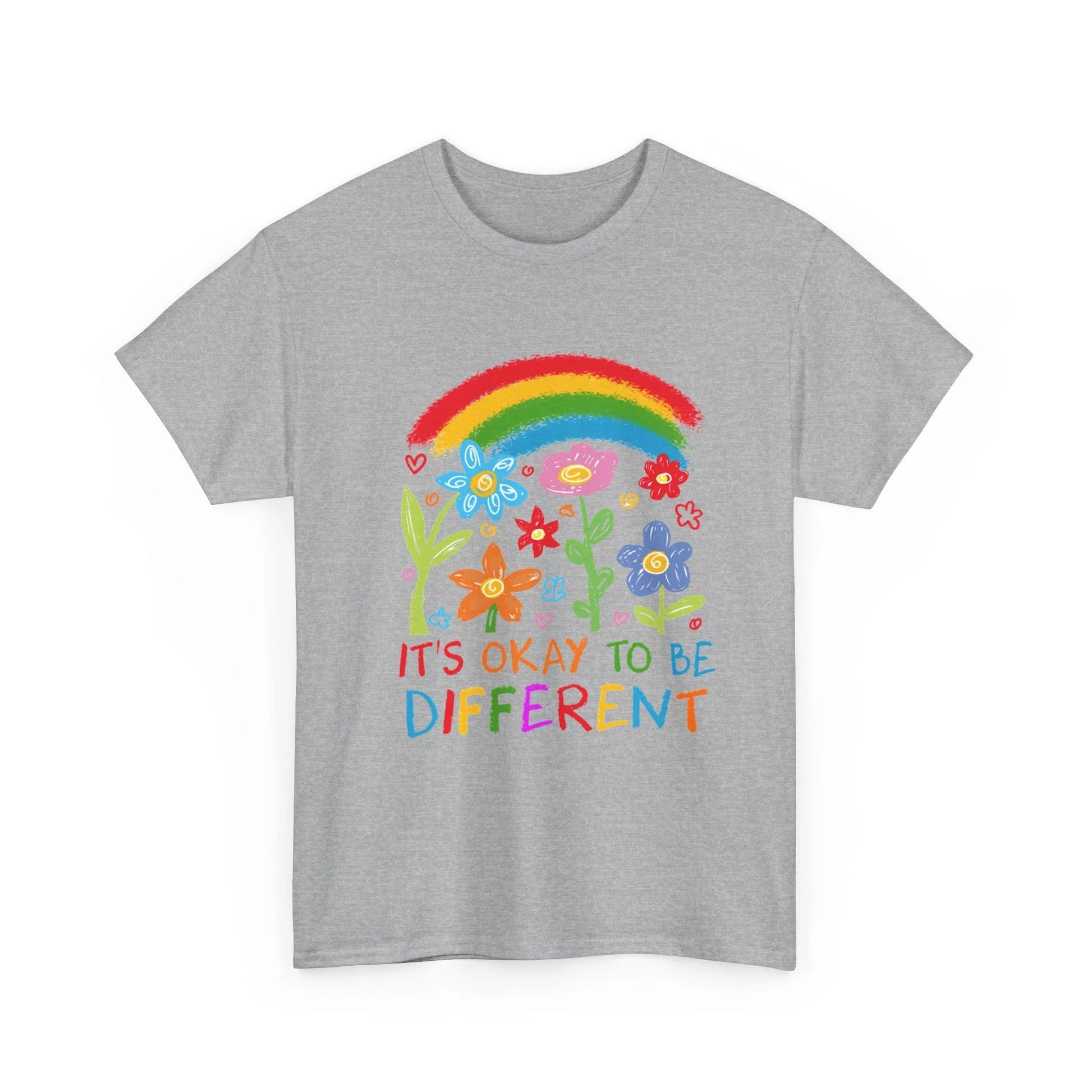 It's Okay to Be Different Autism Acceptance Unisex Heavy Cotton Tee – Rainbow Inclusion Awareness Shirt by Printify
