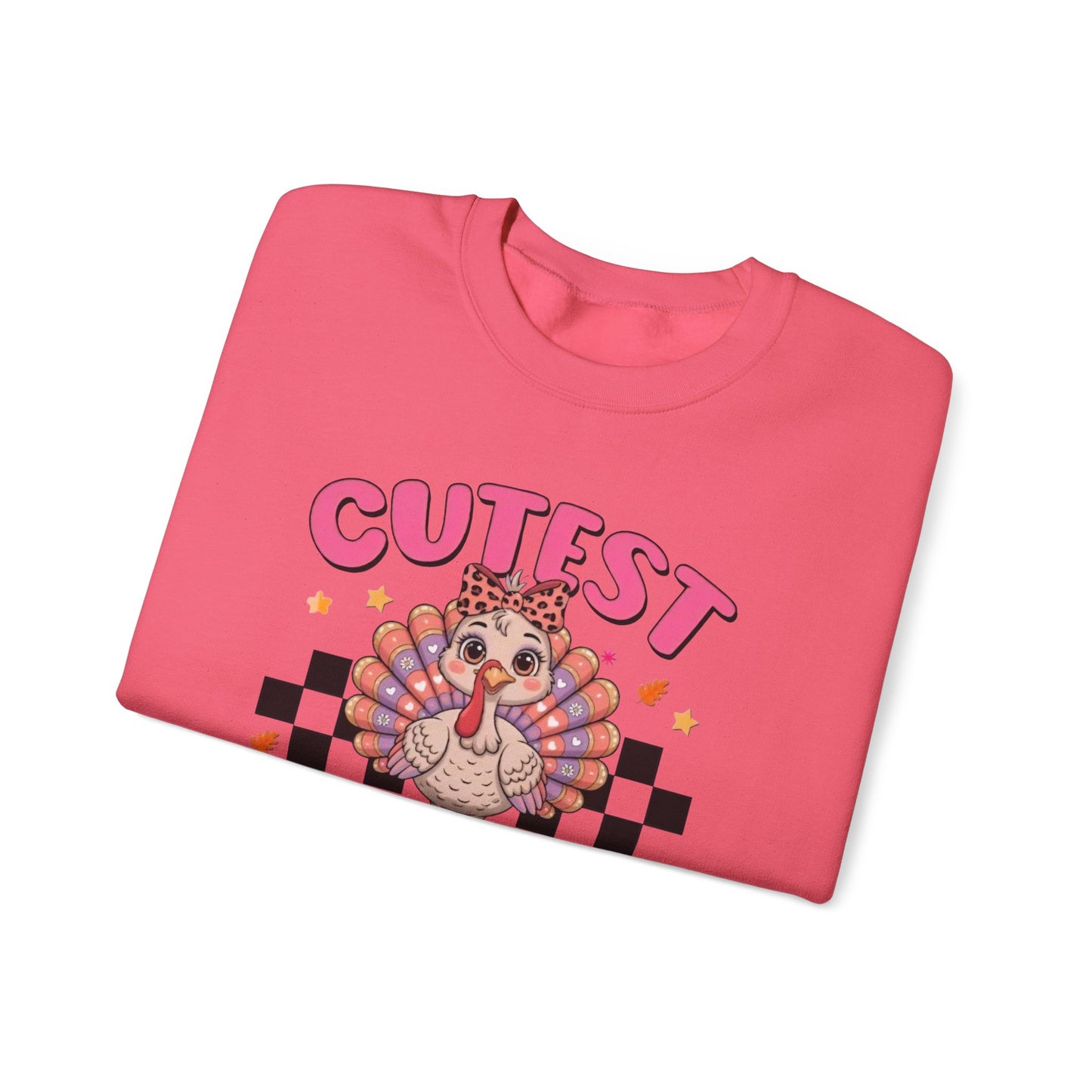 Chic Retro Turkey Thanksgiving Sweatshirt: Cutest At The Table – Cozy Crewneck in Purple, Pink, & More Colors for Holiday Family Gatherings