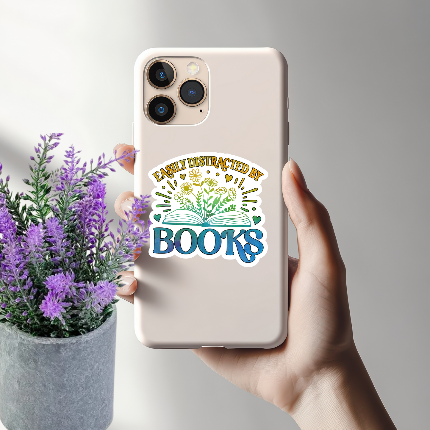 Easily Distracted by Books" Sticker, Bookish Sticker, Reading Sticker, Book Lover Gift, Water-Resistant Decal