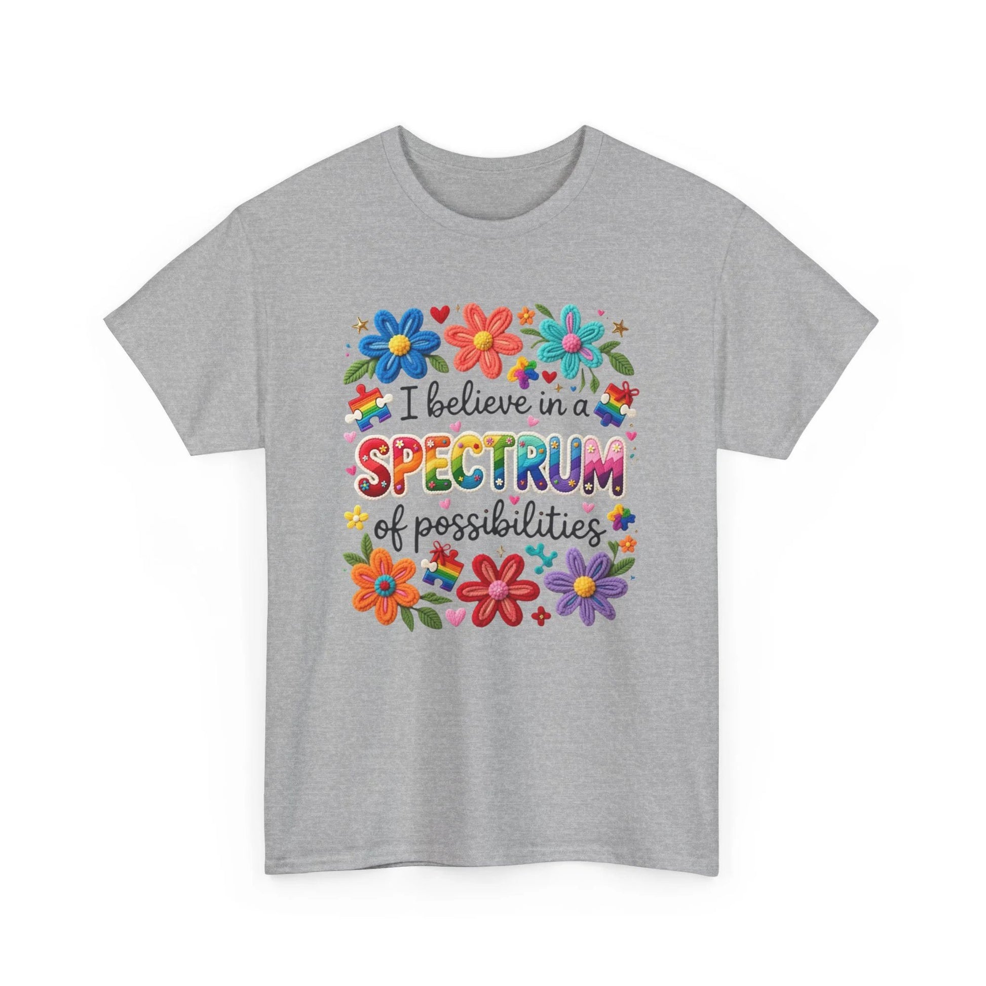 Autism Spectrum Awareness Unisex Heavy Cotton Tee – Neurodiversity Rainbow Pride Shirt by Printify