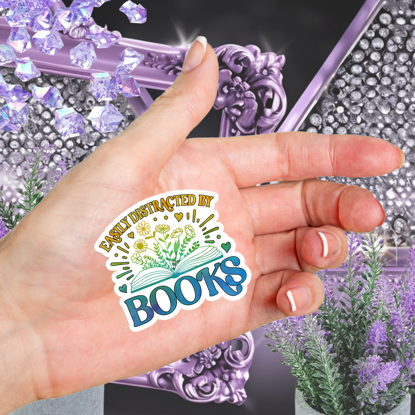 Easily Distracted by Books" Sticker, Bookish Sticker, Reading Sticker, Book Lover Gift, Water-Resistant Decal