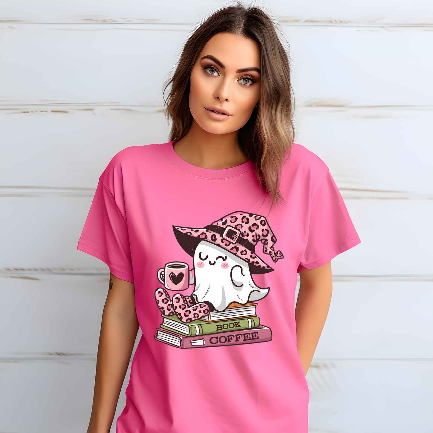 Cute Halloween Coffee Shirt, Spooky Ghost Reading Tee, Vintage Style Halloween Shirt, Cozy Ghost, Book Club Shirt