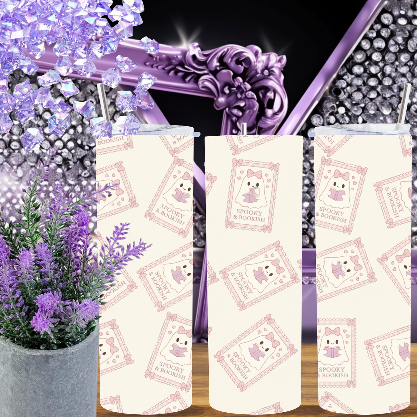 Spooky & Bookish Ghost Tumbler - Stainless Steel Insulated Cup for Readers