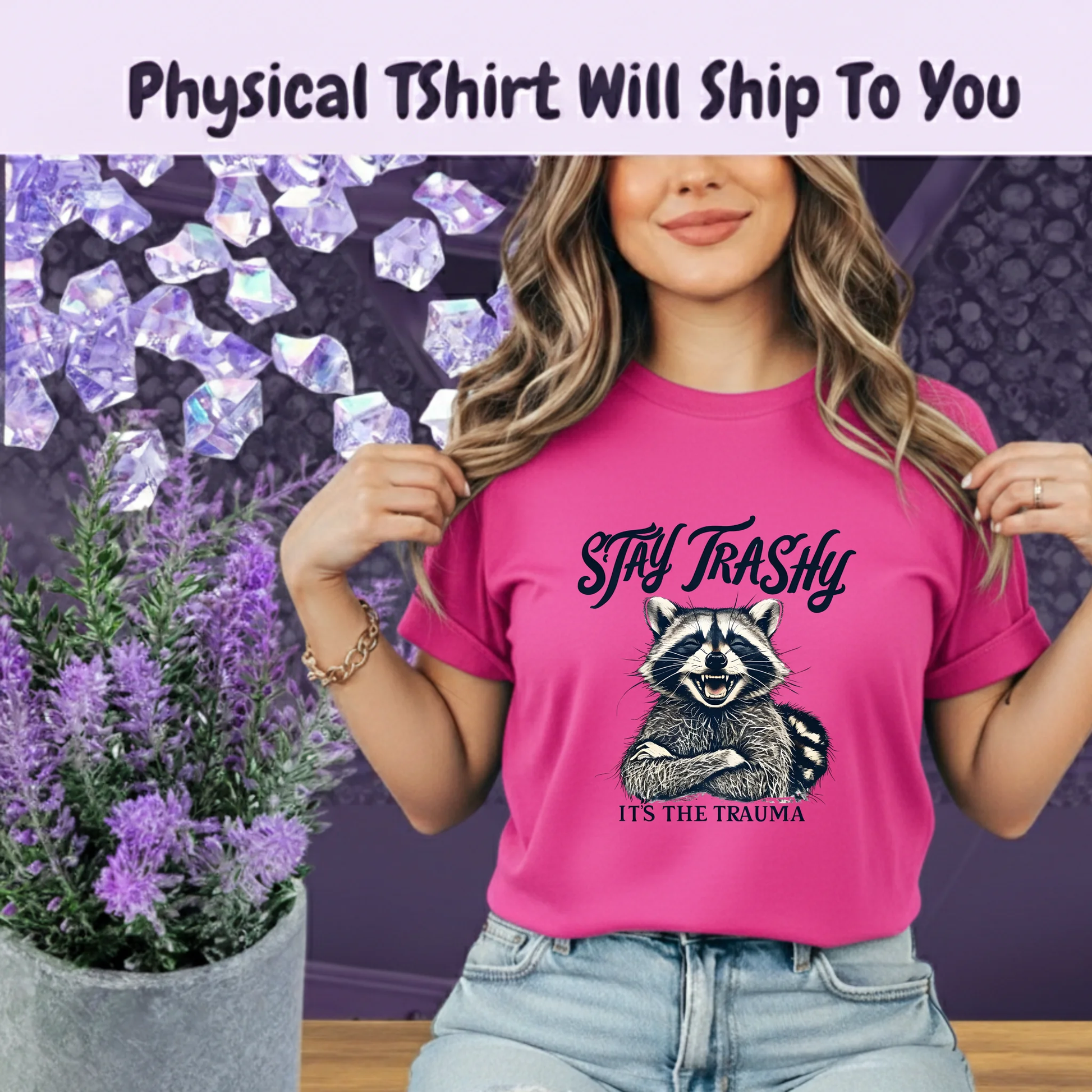Stay Trashy Raccoon T Shirt Its The Trauma Dark Humor Tee Sarcastic Raccoon Shirt by Marie Gems