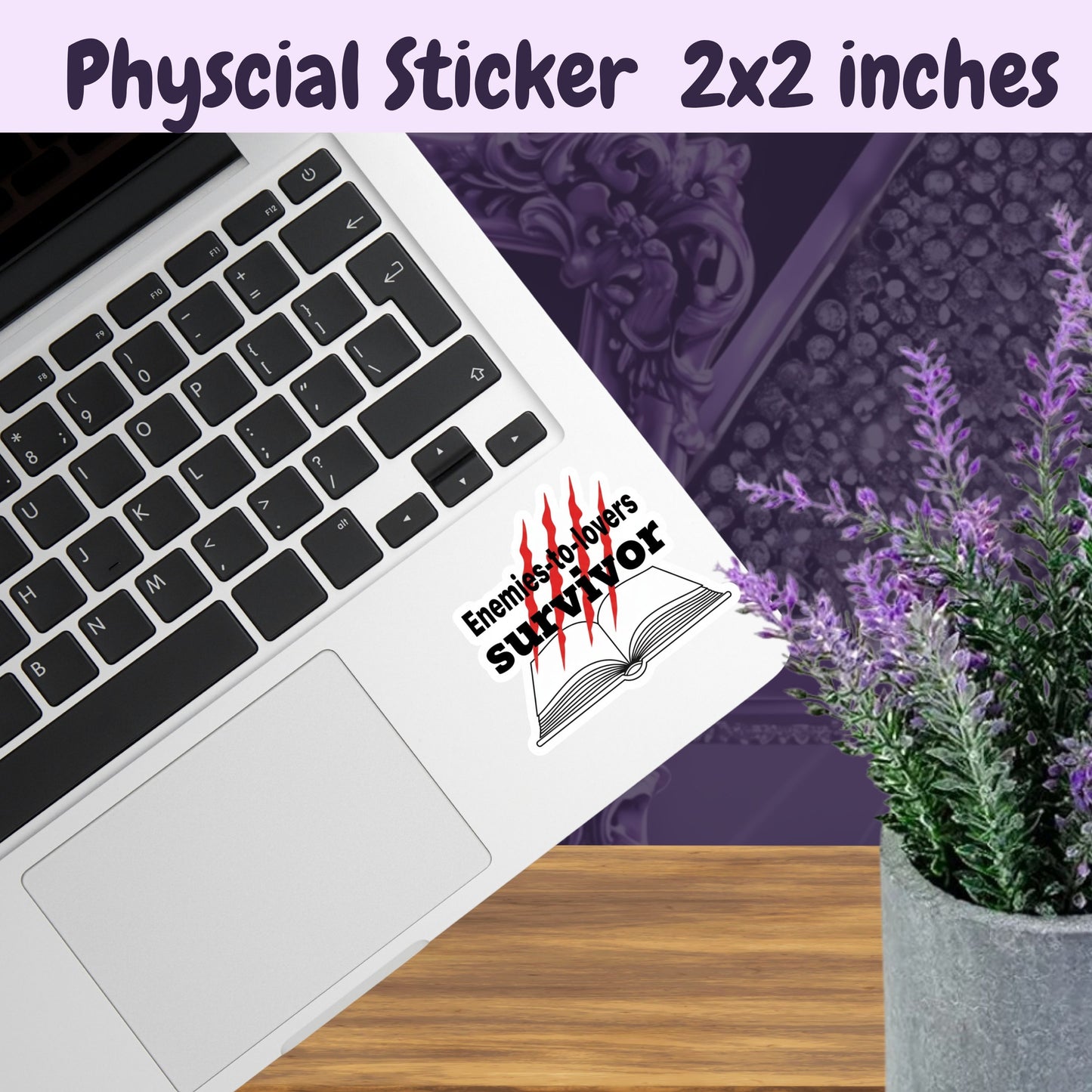 Enemies to Lovers Sticker – Funny BookTok Sticker with Red Claw Marks and Book – Romance Reader Gift for Book Lover