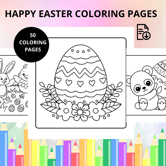50 Easter Coloring Pages featuring bunnies, eggs, and spring themes for preschool Easter fun and creative activities.
