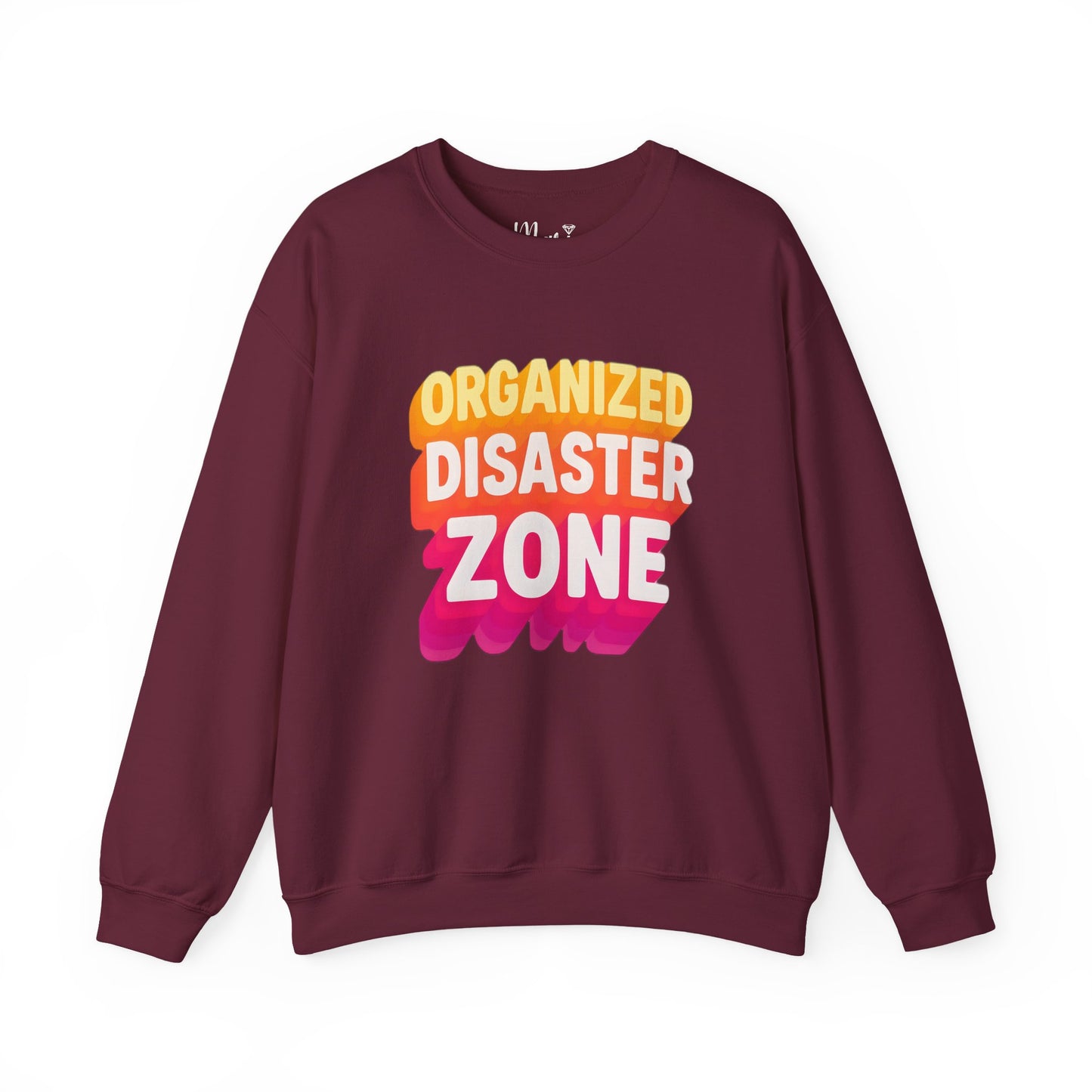 Organized Disaster Zone Funny Crewneck Sweatshirt, Chaotic Life Sweater, Sarcastic Mom Life, Humorous Gift for Her, Retro Style Sweater