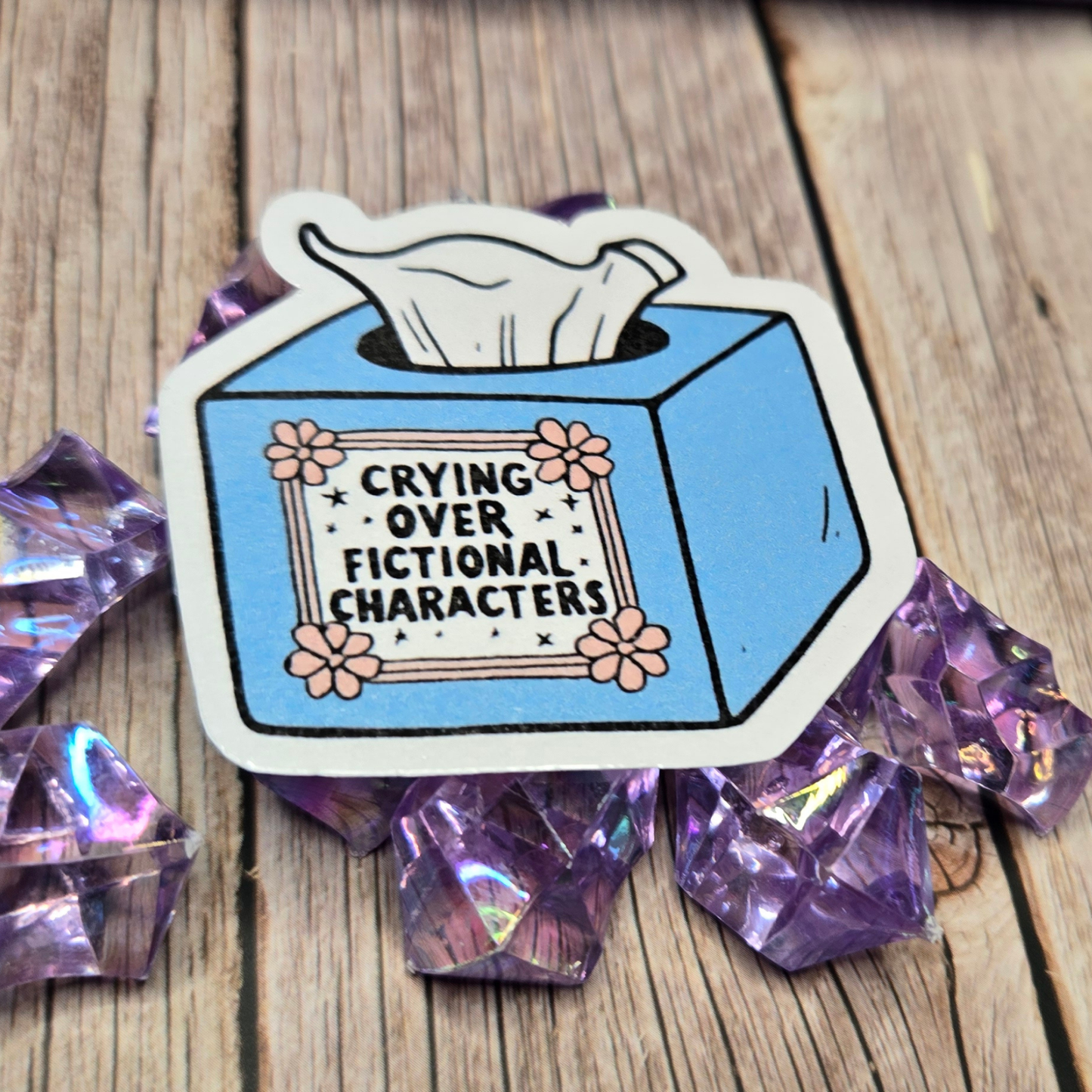 Crying Over Fictional Characters Sticker - Relatable Book & Movie Lover Emotional Support Decal