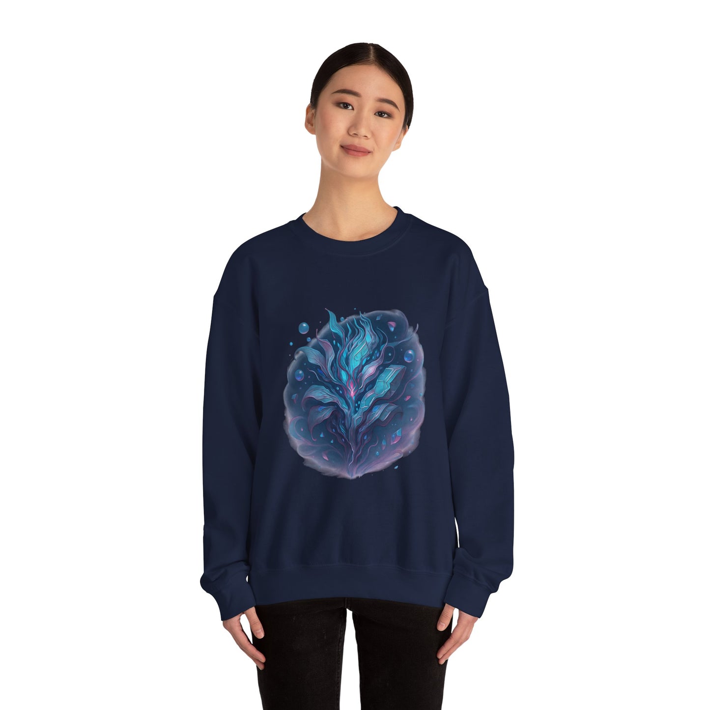 Fantasy Abstract Galaxy Leaf Sweatshirt – Trippy Cosmic Art Crewneck, Psychedelic Plant Pullover, Vaporwave Aesthetic Shirt