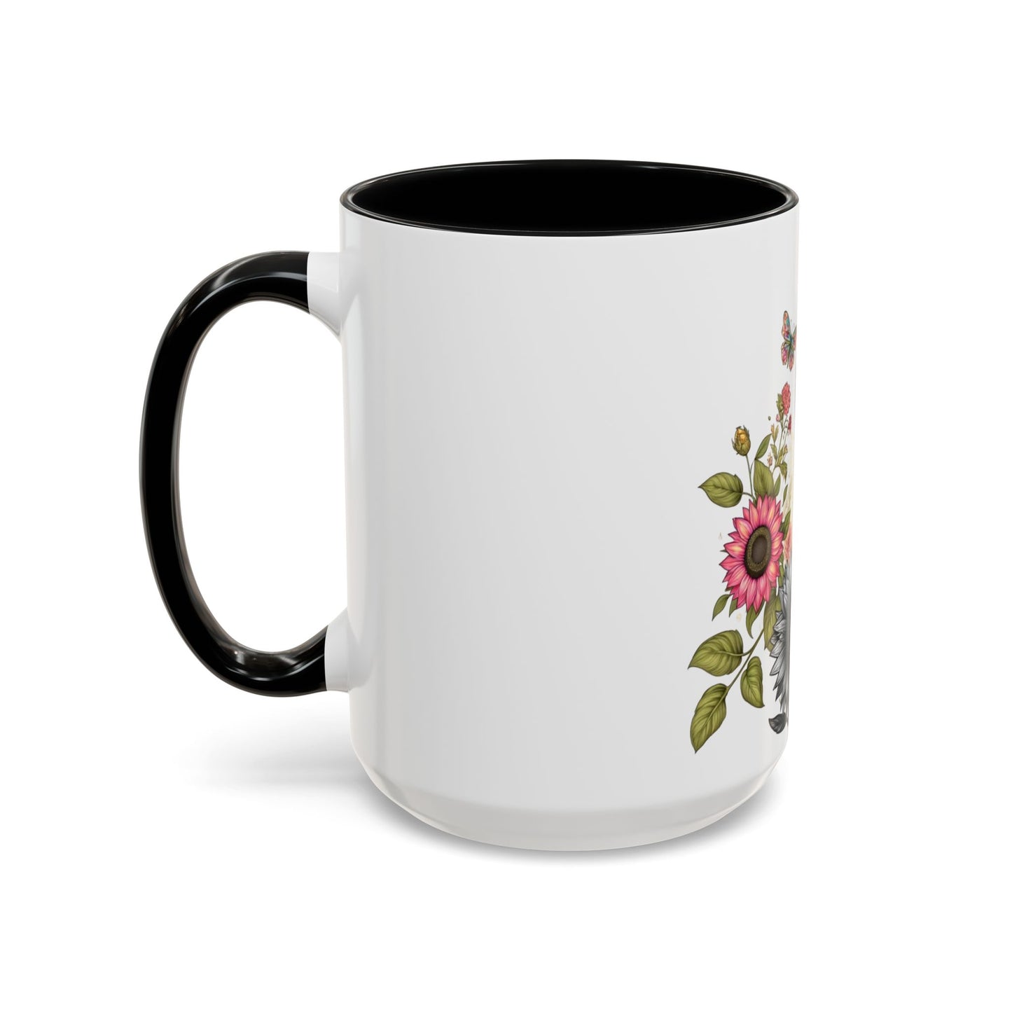 Colorful Floral Art Accent Coffee Mug - 11oz & 15oz