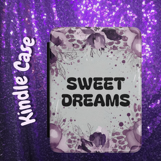 Sweet Dreams Kindle Case — Purple Floral E-Reader Cover by Printify