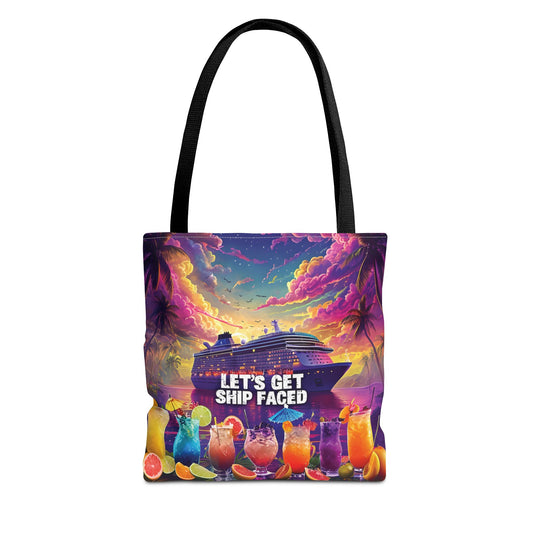 Let's Get Ship Faced Cruise Tote Bag - Fun Vacation Beach Bag for Cruise Lovers