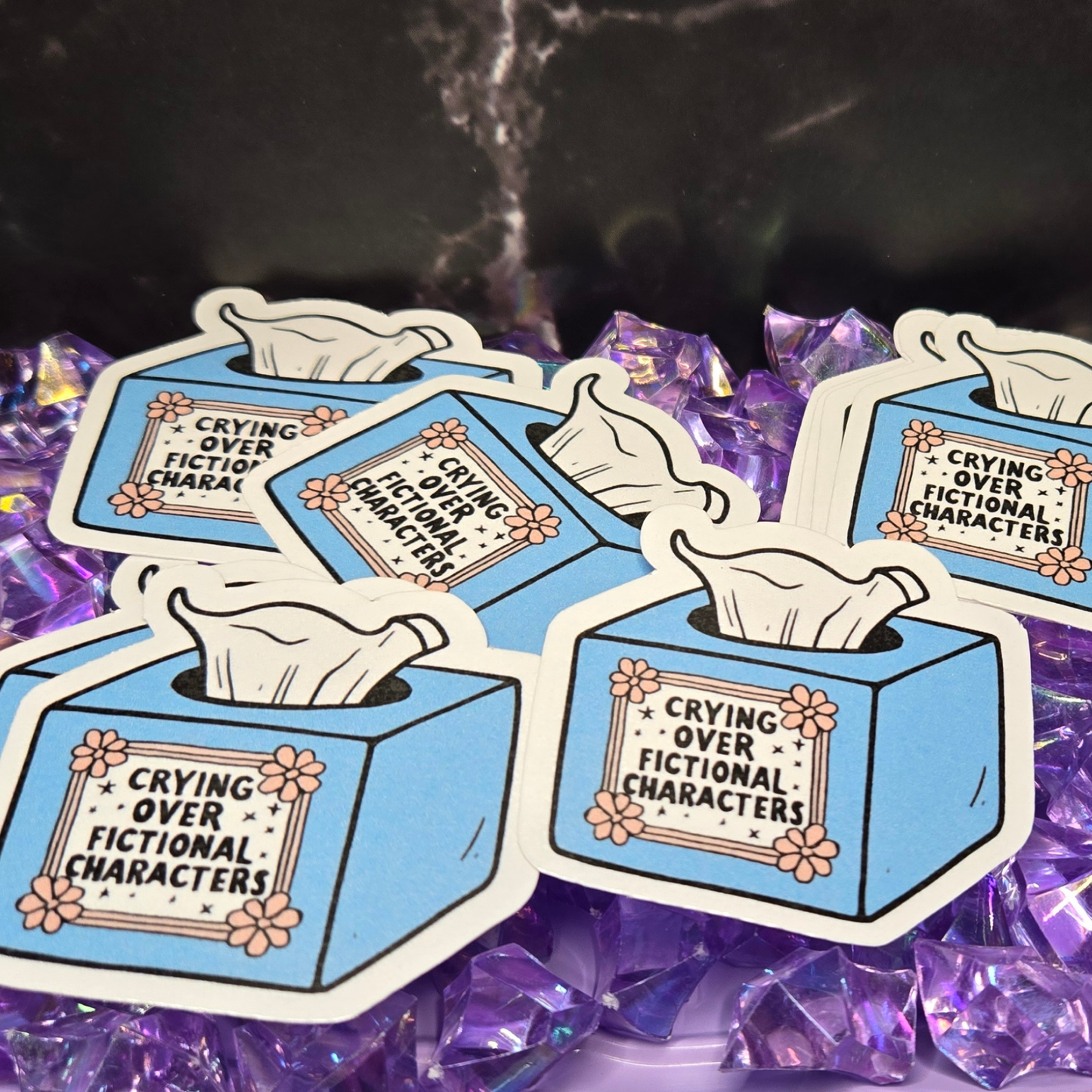 Crying Over Fictional Characters Sticker - Relatable Book & Movie Lover Emotional Support Decal