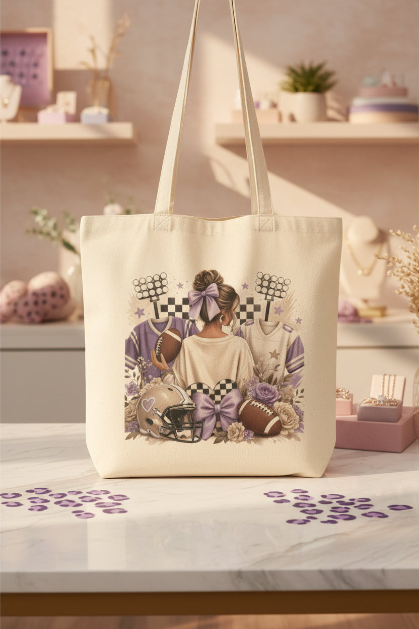 Vintage Football Collage Tote Bag | Retro Sports Canvas Bag