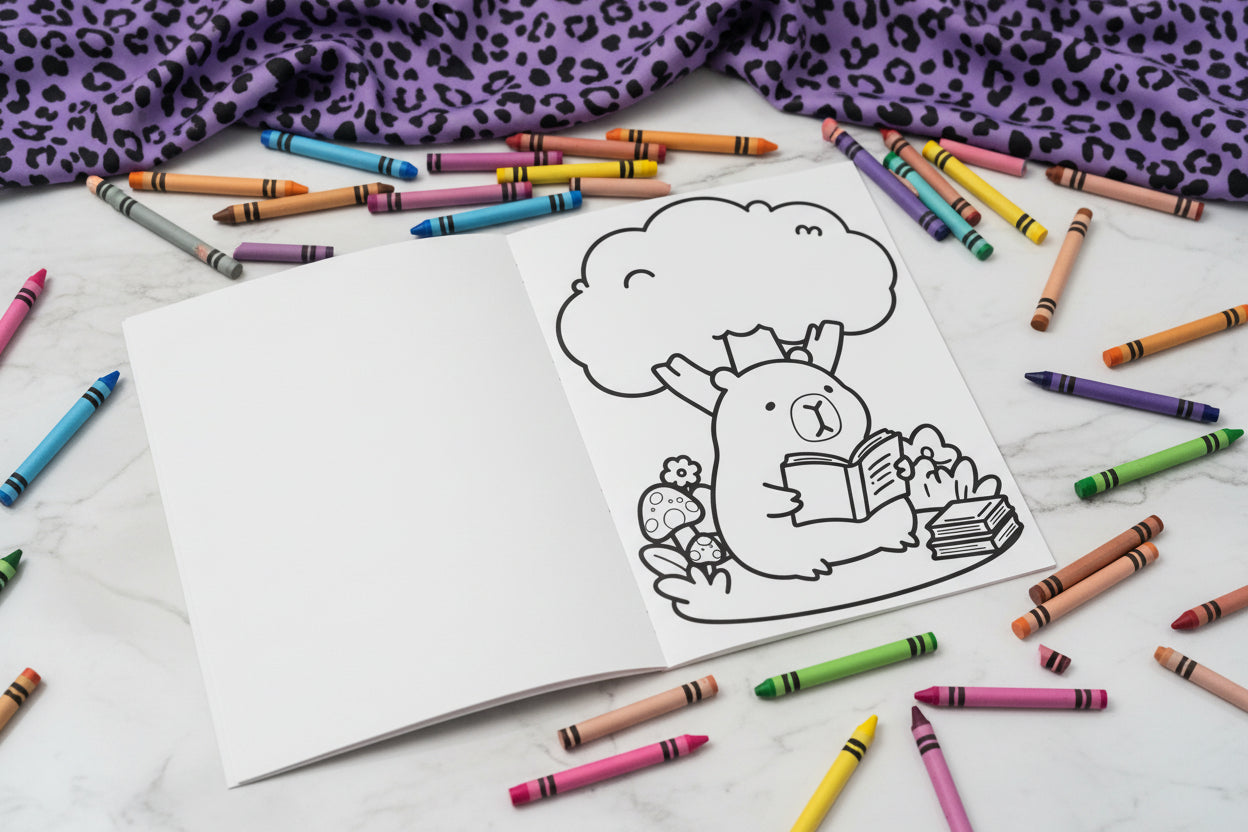 Cute Capybara Coloring Book | 12 Adorable Designs for Kids & Adults