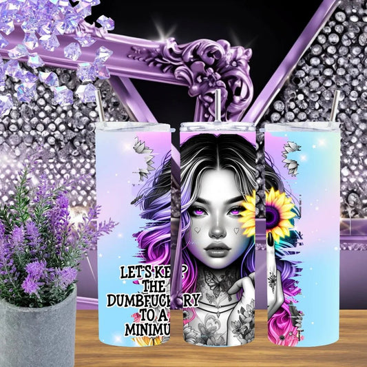 Sassy Girl 20oz Stainless Steel Tumbler Handmade Edgy Gift for Her Purple Teal Aesthetic Drinkware by Marie Gems