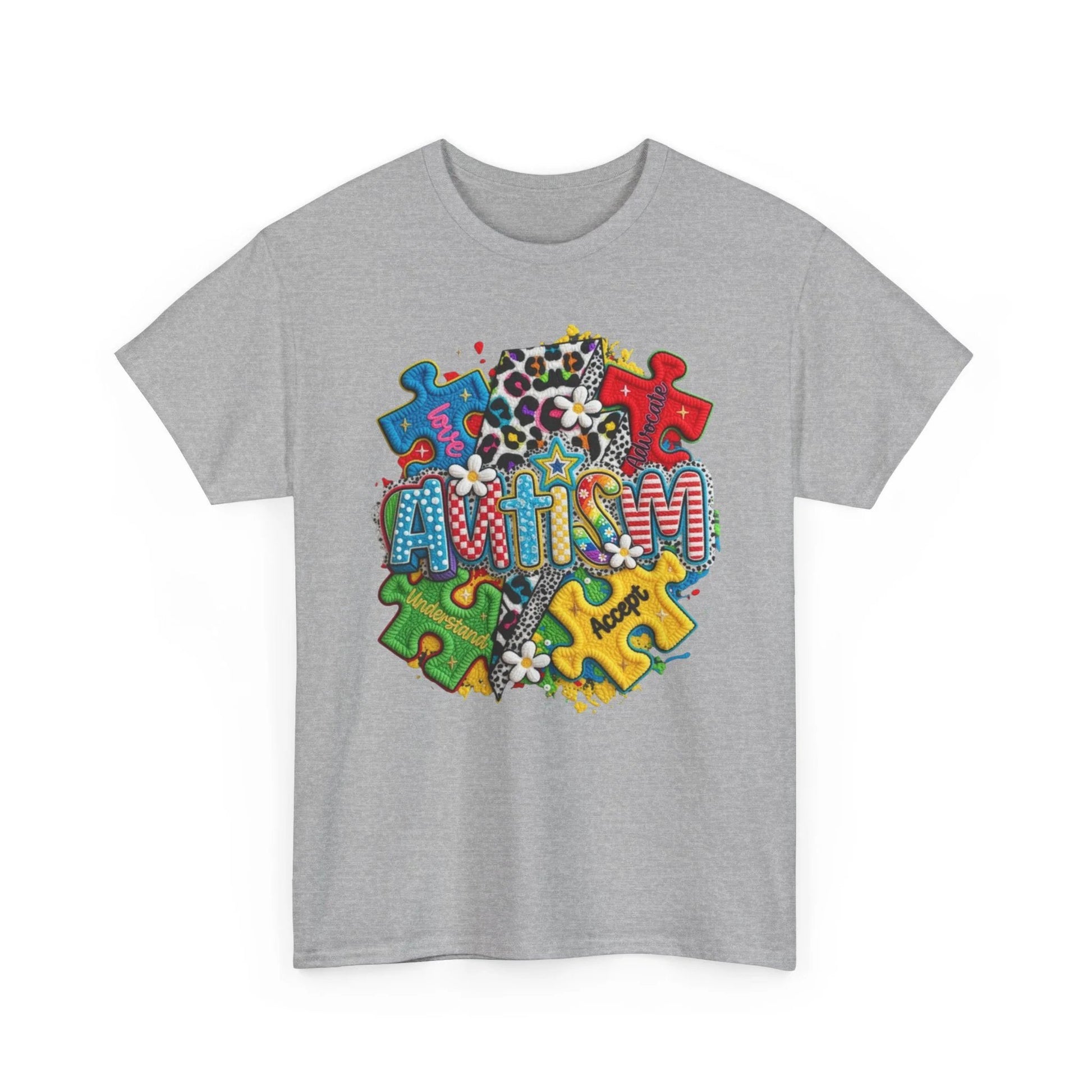 Autism Spectrum Puzzle Unisex Heavy Cotton Tee – Neurodiversity Awareness Gift Shirt by Printify