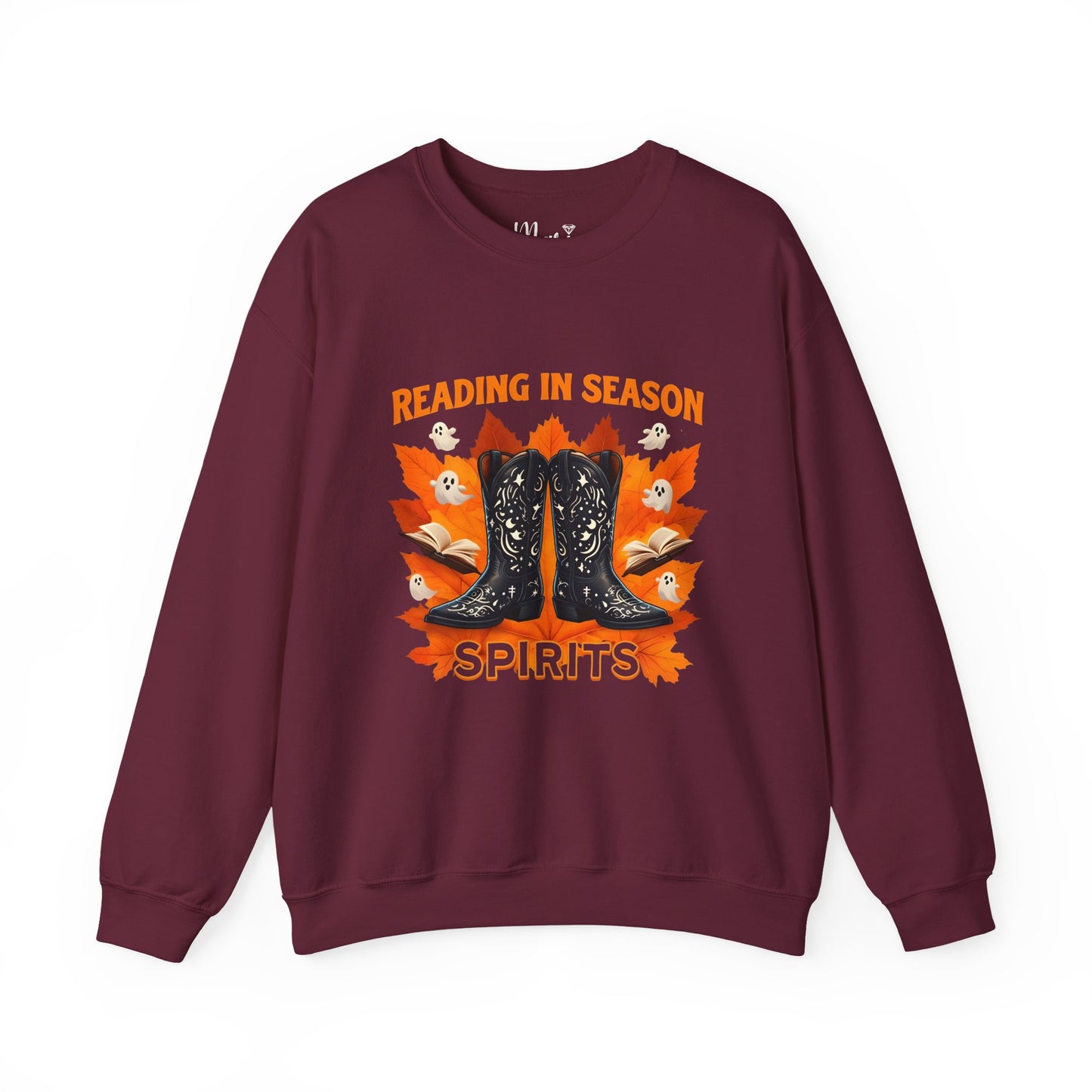Western Book Lover Crewneck Sweatshirt, Halloween Reading Sweatshirt, Cowboy Boots Fall Vibes, Spooky Season Bookworm