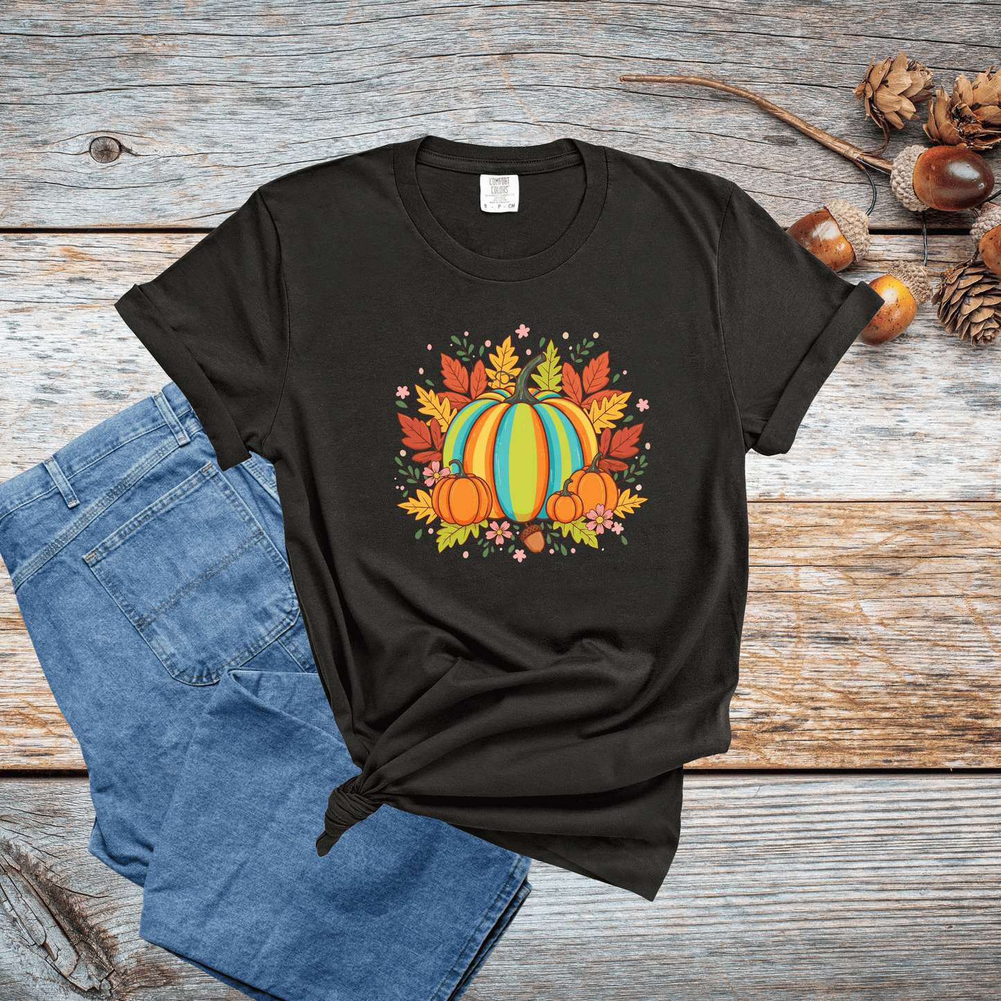 Vibrant Pumpkin Patch Comfort Colors T-shirt - Autumn Harvest Graphic Tee
