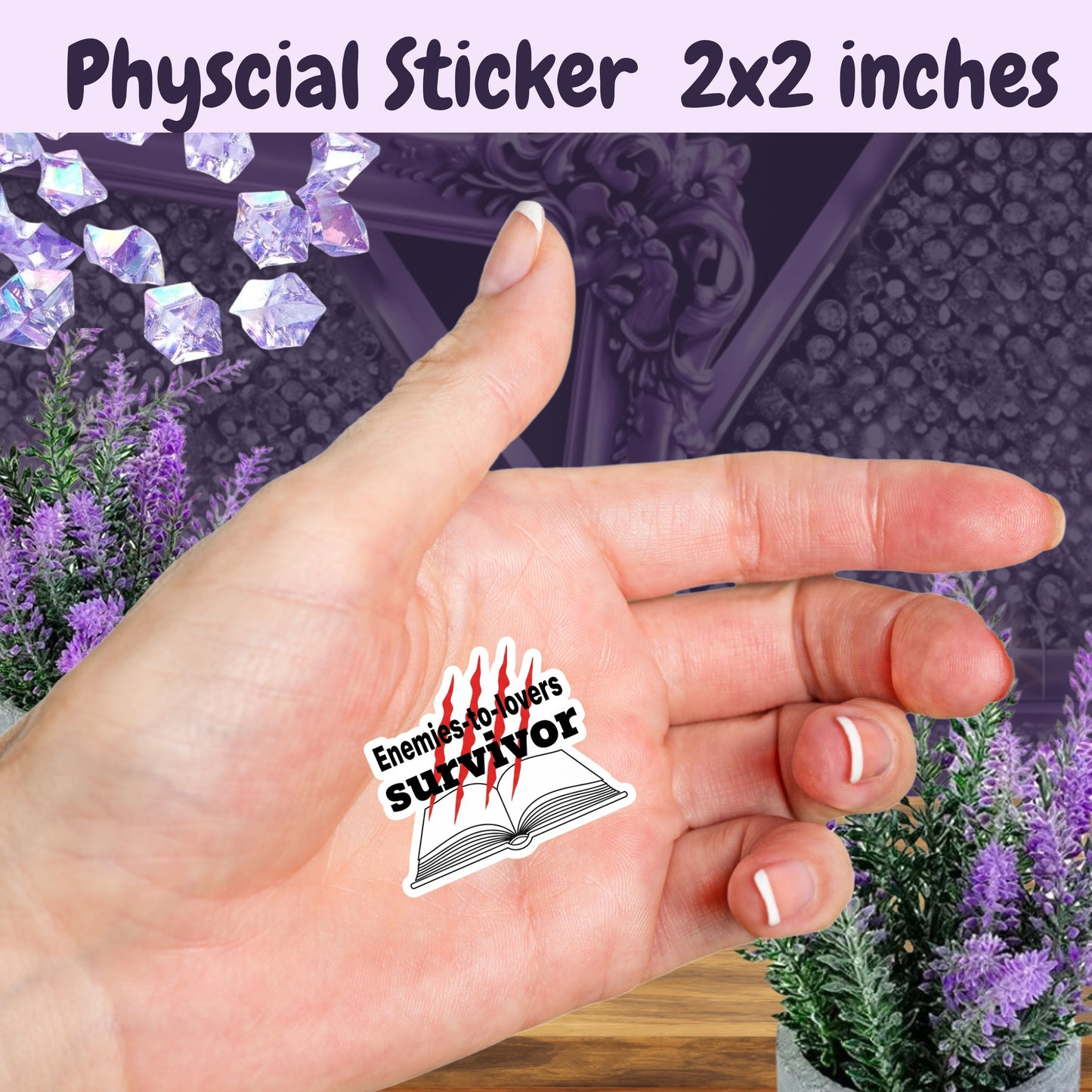 Enemies to Lovers Sticker – Funny BookTok Sticker with Red Claw Marks and Book – Romance Reader Gift for Book Lover