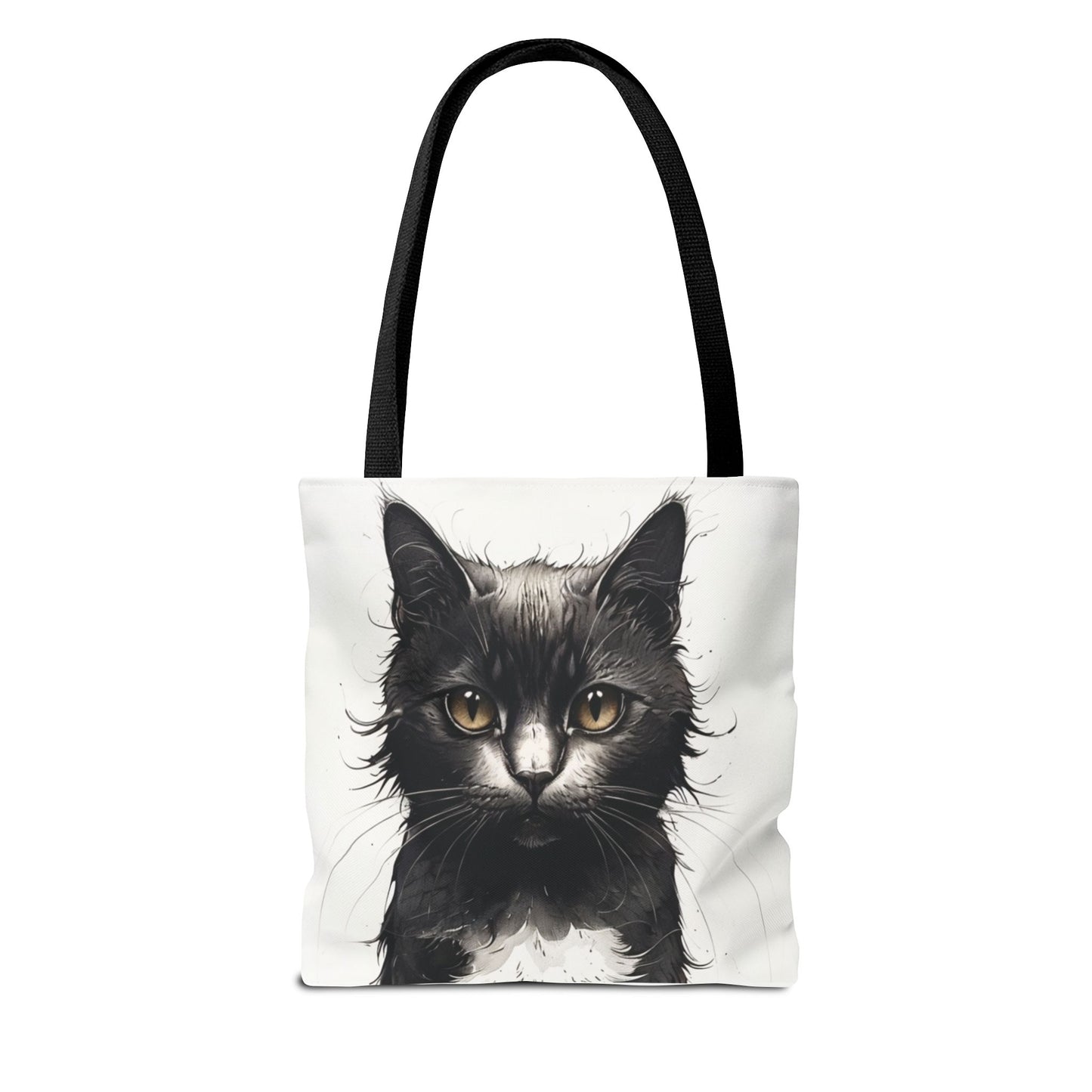 Elegant Black Cat Portrait Tote Bag - Stylish Reusable Shopping Bag for Cat Lovers