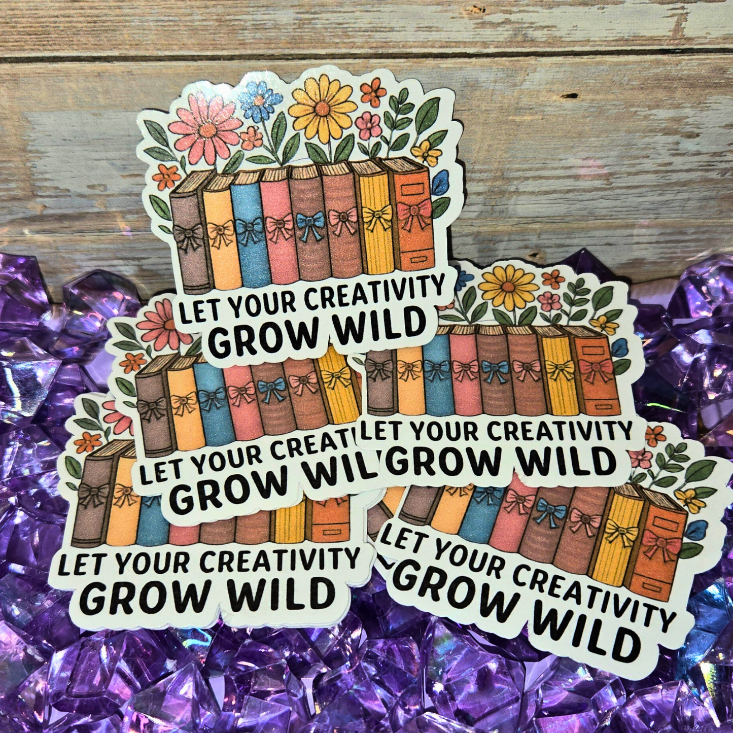 Grow Your Creativity Sticker - Wildflower Books Decal - Floral Reader Art - Inspirational Sticker - Laptop, Planner