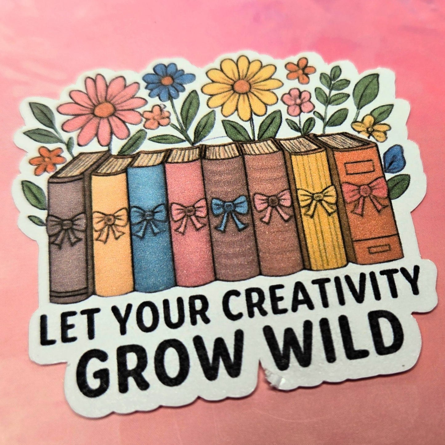 Grow Your Creativity Sticker - Wildflower Books Decal - Floral Reader Art - Inspirational Sticker - Laptop, Planner