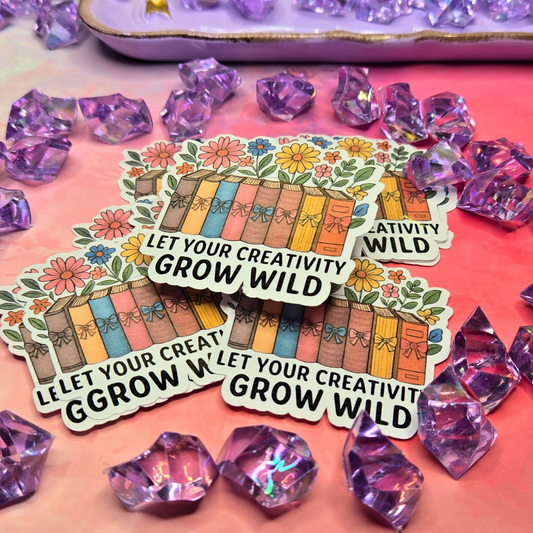 Grow Your Creativity Sticker - Wildflower Books Decal - Floral Reader Art - Inspirational Sticker - Laptop, Planner