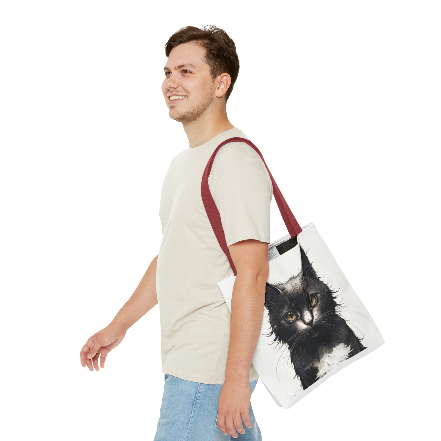 Elegant Black Cat Portrait Tote Bag - Stylish Reusable Shopping Bag for Cat Lovers