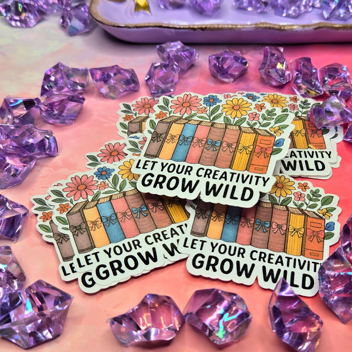 Grow Your Creativity Sticker - Wildflower Books Decal - Floral Reader Art - Inspirational Sticker - Laptop, Planner