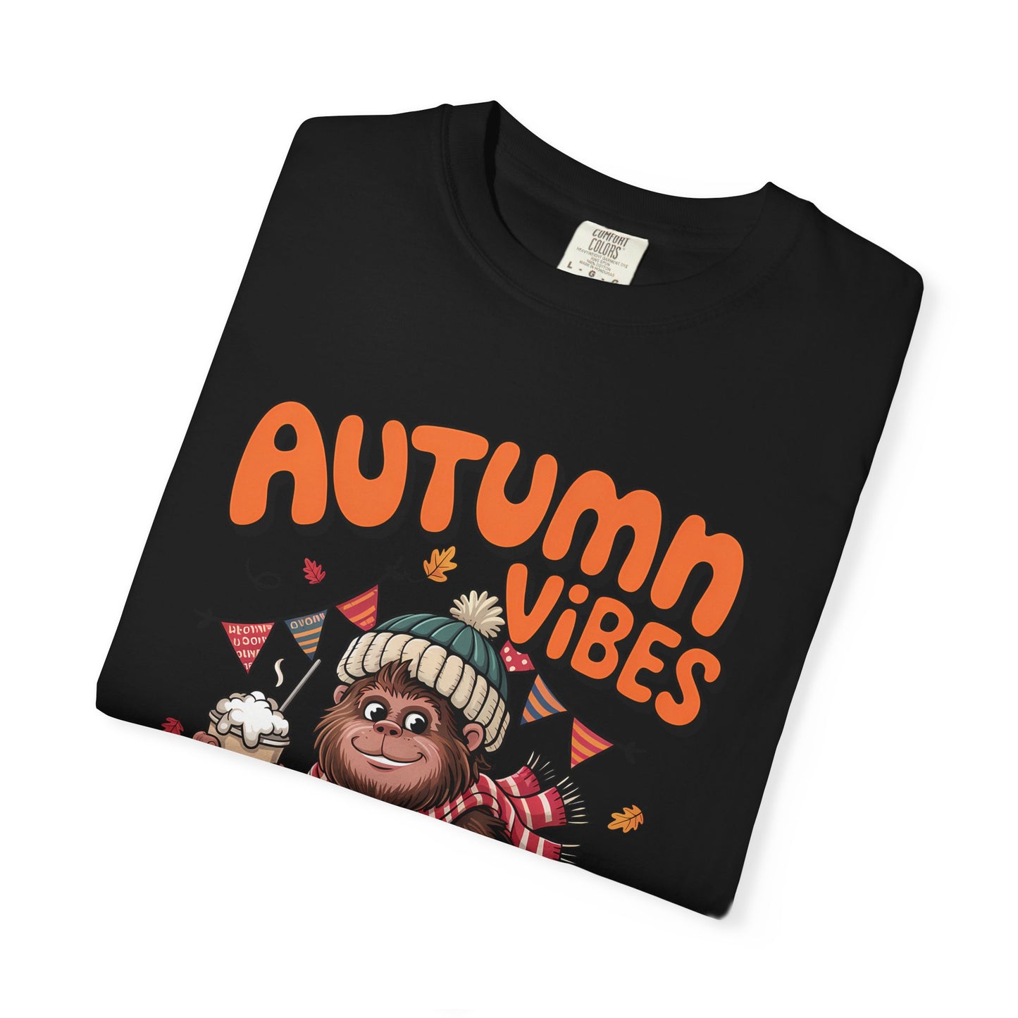 Autumn Vibes Bigfoot T-shirt - Cozy Cryptid and Pumpkin Spice Graphic Tee