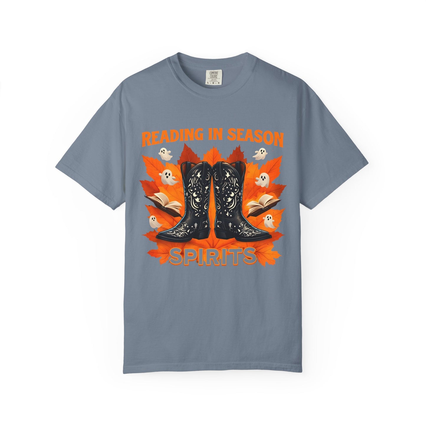 Western Book Lover T-Shirt, Halloween Reading Shirt, Cowboy Boots Fall Vibes, Spooky Season T-Shirt, Cozy Bookworm Tee