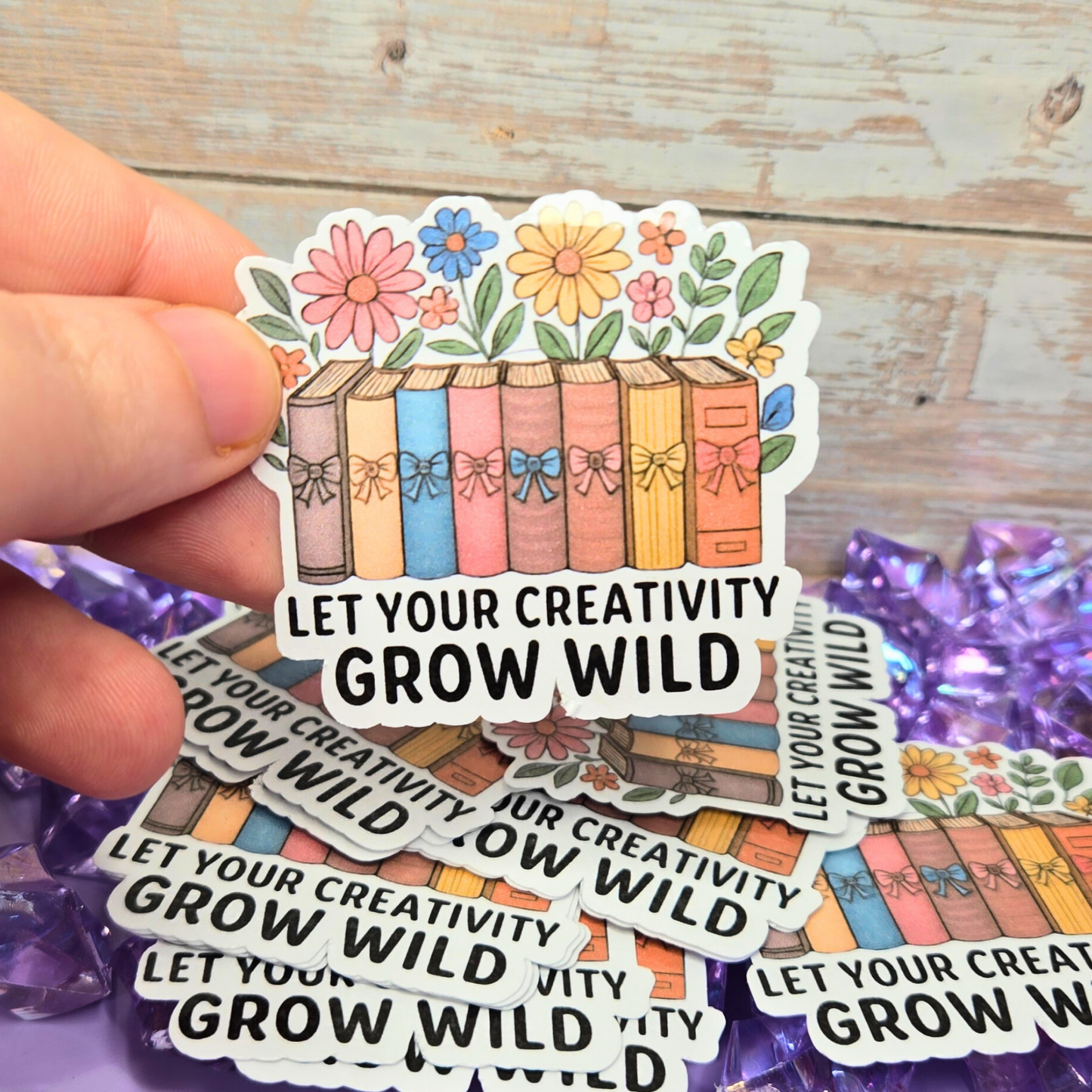 Grow Your Creativity Sticker - Wildflower Books Decal - Floral Reader Art - Inspirational Sticker - Laptop, Planner