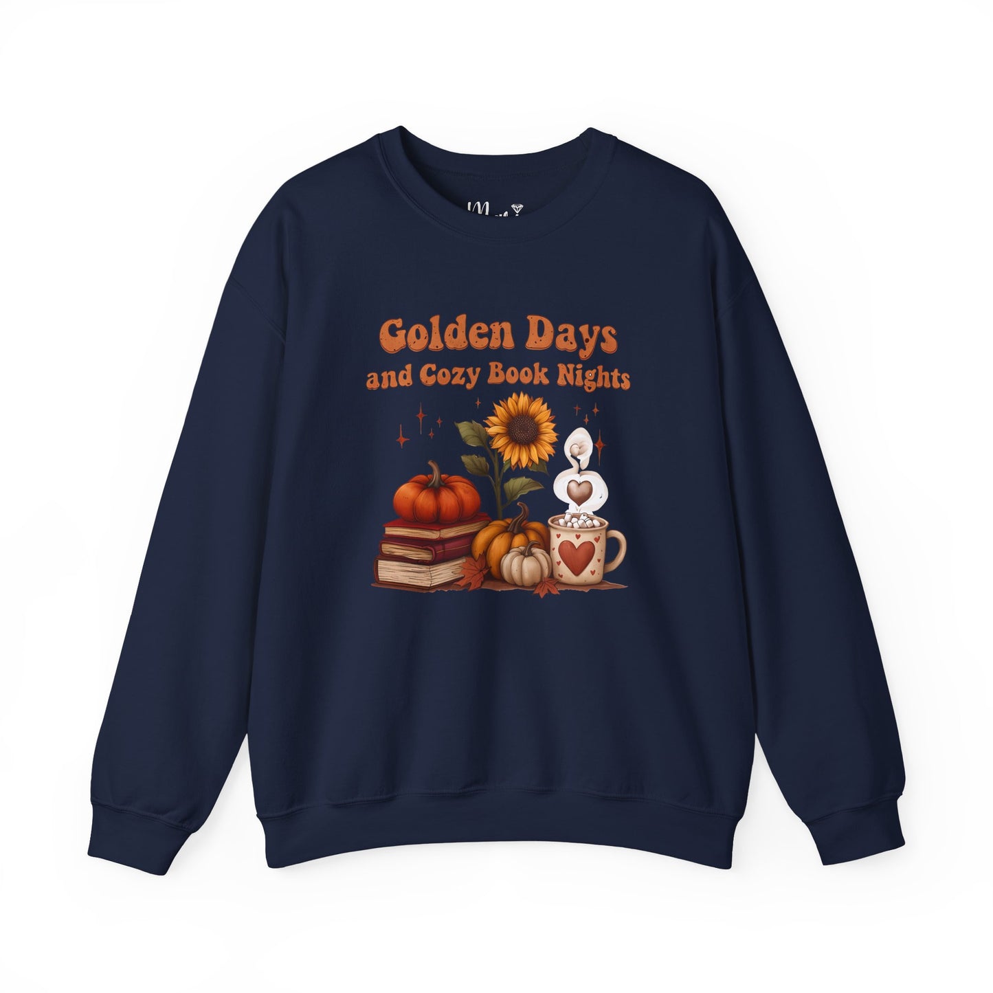 Golden Days and Cozy Book Nights Crewneck Sweatshirt, Autumn Reading Sweater, Fall Vibes Apparel, Cozy Season Bookworm Gift